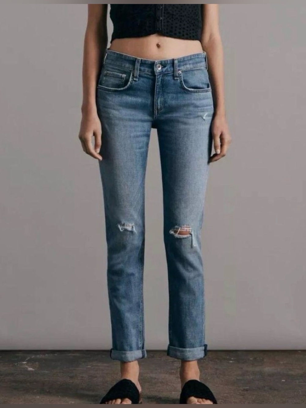 RAG & BONE Dre Lo Rise‎ Distressed Jeans